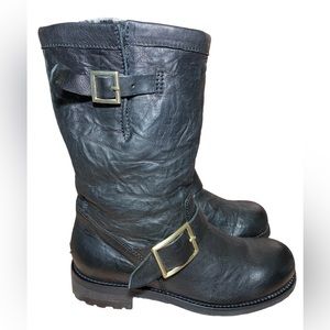 Jimmy Choo‎ Black Moto Biker Lined Boots Size US 5